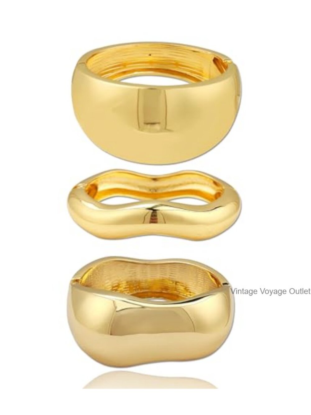 Chunky Gold Plated Wide Cuff Bangle Bracelets for Women Stackable Statement